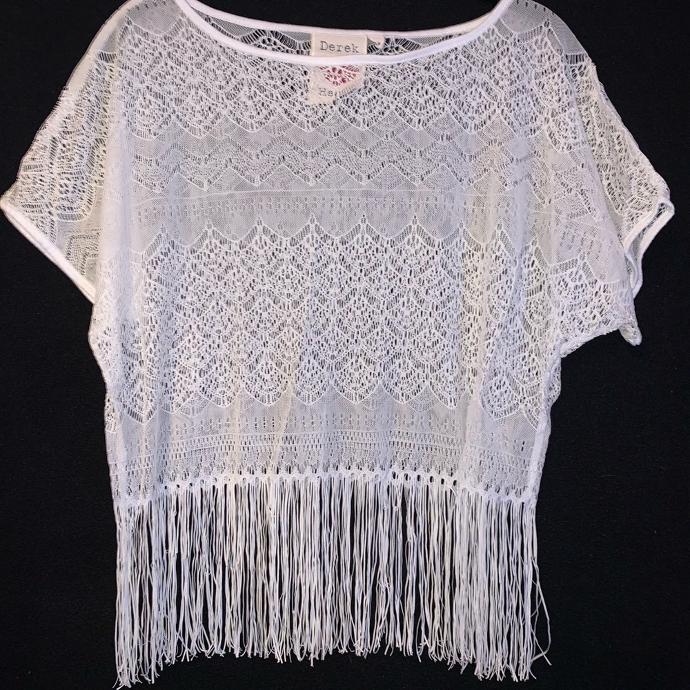 Derek Heart White Fringe Top